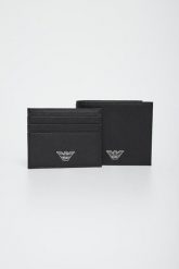 Portfel + etui na karty męskie EMPORIO ARMANI. Portfele męskie Emporio Armani, bez wzorów. W wyprzedaży za 509.40 zł.