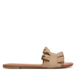 Klapki Pieces. Brązowe klapki damskie Pieces, bez wzorów, bez obcasa, bez zapięcia. Za 129.99 zł.