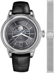 Zegarek damski Aviator V.1.33.0.254.4.BM-SET srebrny. Szare zegarki damskie AVIATOR, srebrne. Za 3,116.57 zł.