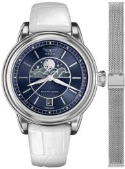 Zegarek damski Aviator V.1.33.0.255.4.WM-SET srebrny. Szare zegarki damskie AVIATOR, srebrne. Za 3,116.57 zł.
