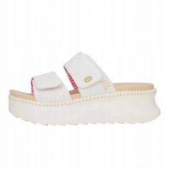HeyDude Damskie Klapki Delray Slide Eyelet. Białe klapki damskie Hey dude, bez wzorów, z materiału, bez obcasa, bez zapięcia. Za 199.00 zł.
