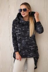 Bluza z długim tyłem moro grafit+czarny. Czarne bluzy damskie KESI, l, bez wzorów, z bawełny, bez ramiączek, bez kaptura. Za 258.24 zł.