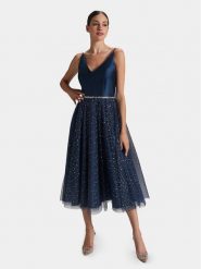 Swing Sukienka koktajlowa 5AG11500 Granatowy Regular Fit. Niebieskie sukienki damskie Swing, bez wzorów, z syntetyku, wizytowe, bez kołnierzyka, bez ramiączek. Za 579.99 zł.