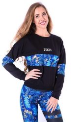Bluza sportowa na fitness damska 2skin Logo Tropicana Czarna. Czarne bluzy damskie 2SkIN, l, z aplikacjami, z dresówki, eleganckie, bez ramiączek, bez kaptura. Za 99.00 zł.