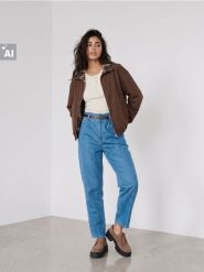 Jeansy paperbag z paskiem - niebieski. Niebieskie jeansy damskie Sinsay, bez wzorów, z denimu. Za 69.99 zł.