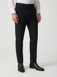 Garniturowe spodnie w kant - czarny. Czarne garnitury męskie Reserved, bez wzorów, z tkaniny. Za 169.99 zł.