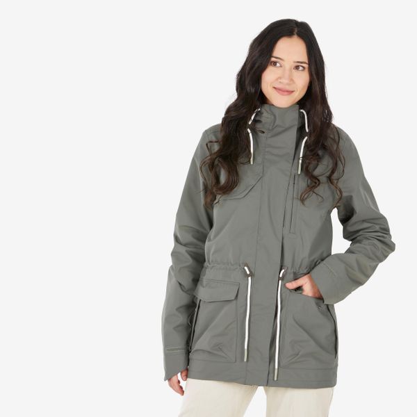 Parka turystyczna damska Quechua NH500 wodoodporna. Brązowe kurtki sportowe damskie QUECHUA, m, bez wzorów, z materiału, bez kaptura. Za 229.99 zł.