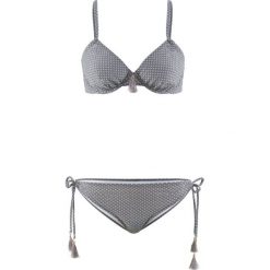 Bikini na fiszbinach (2 części) bonprix czarno-biały. Czarne bikini bonprix, bez wzorów. Za 49.99 zł.