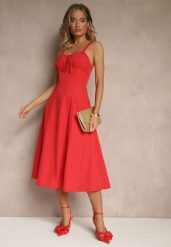 Czerwona Koktajlowa Sukienka Gorsetowa Vices z Rozkloszowanym Dołem Kolinnea. Czerwone sukienki damskie Renee, na imprezę, l, z aplikacjami, eleganckie, bez kołnierzyka, bez ramiączek, midi, gorsetowe. Za 109.99 zł.