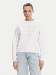 Guess Bluza W5GQ12KBKM0 Biały Regular Fit. Białe bluzy damskie Guess, m, z aplikacjami, z bawełny, bez ramiączek, bez kaptura. Za 209.99 zł.