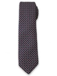 Stylowy Krawat Męski w Drobny, Czerwony Wzór Paisley - Alties- Granatowy. Niebieskie krawaty i muchy Alties, bez wzorów, z tkaniny, eleganckie. Za 49.00 zł.