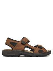 Rieker Sandały 26156-25 Brązowy. Brązowe sandały męskie Rieker, bez wzorów, z materiału, bez zapięcia. Za 259.99 zł.