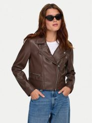 ONLY Kurtka z imitacji skóry Carmen 15361396 Brązowy Regular Fit. Brązowe kurtki damskie ONLY, l, bez wzorów, ze skóry, bez kaptura. Za 199.99 zł.