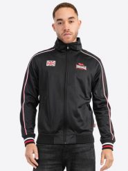 Kurtka z dresu Lonsdale Skellberry. Czarne kurtki męskie Lonsdale, xl, z aplikacjami, z dresówki, bez kaptura. Za 295.50 zł.