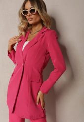 Ciemnoróżowa Marynarka Taliowana Dwurzędowa Swal. Czerwone marynarki i żakiety damskie Renee, bez wzorów, eleganckie, bez kołnierzyka, bez ramiączek. Za 139.99 zł.