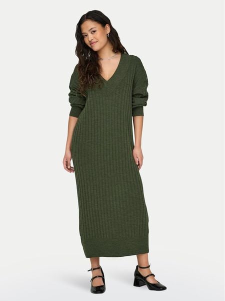 ONLY Sukienka dzianinowa New Tessa 15236372 Zielony Relaxed Fit. Zielone sukienki damskie ONLY, s, bez wzorów, z dzianiny, bez kołnierzyka, bez ramiączek. Za 99.99 zł.