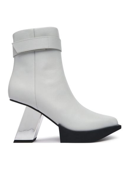 United Nude Botki Construct Bootie HI 1102491816 Biały. Białe botki damskie United Nude, bez wzorów, ze skóry, bez obcasa, na słupku, bez zapięcia. Za 1,849.00 zł.