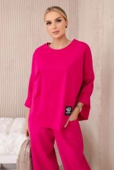 Komplet new punto bluza + spodnie fuksja. Czerwone bluzy damskie KESI, l, bez wzorów, z bawełny, biznesowe, bez ramiączek, bez kaptura. Za 347.13 zł.