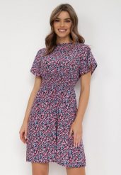 Czarno-Różowa Sukienka Aesampos. Czarne sukienki damskie Born2be, na lato, l, bez wzorów, bez kołnierzyka, bez ramiączek, mini, kopertowe. Za 49.99 zł.