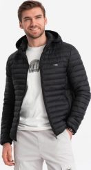 Kurtka męska Ombre Męska kurtka pikowana pakowana w worek - czarna V7 OM-JALP-0156 L. Czarne kurtki męskie Ombre, l, bez wzorów, bez kaptura. Za 269.99 zł.