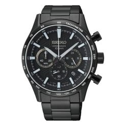 Seiko Mężczyźnizegarek Seiko Chronograph czarny - stal nierdzewna Zegarki męskie 1 ct Męskie. Czarne zegarki męskie Seiko, bez wzorów, z materiału, szklane. Za 1,645.99 zł.