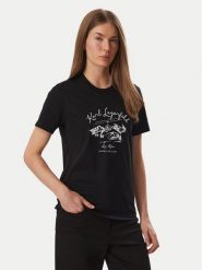 KARL LAGERFELD T-Shirt Apres B4W17039 Czarny Regular Fit. Czarne t-shirty damskie KARL LAGERFELD, s, bez wzorów, z bawełny, bez kołnierzyka, bez ramiączek. Za 389.99 zł.