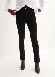 Dżinsy Slim Fit, mid waist, super stretch. Niebieskie jeansy damskie bonprix, bez wzorów, z jeansu. Za 119.99 zł.