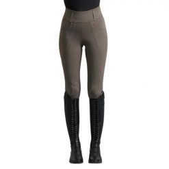 Damskie legginsy jeździeckie z pełną przyczepnością Premier Equine Ventus. Brązowe legginsy damskie PREMIER EQUINE, bez wzorów, z tkaniny. Za 385.50 zł.