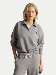 Polo Ralph Lauren Bluza 211B18685004 Szary Regular Fit. Szare bluzy damskie Polo Ralph Lauren, s, bez wzorów, z bawełny, bez ramiączek, bez kaptura. Za 859.99 zł.
