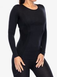 Bluza termoaktywna damska Brubeck Comfort Wool LS. Czarne bluzy damskie Brubeck, xl, bez wzorów, z elastanu, bez ramiączek, bez kaptura. Za 219.99 zł.
