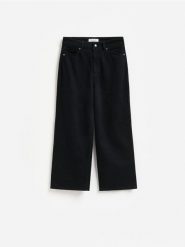 Jeansy culotte - czarny. Czarne jeansy damskie Reserved, bez wzorów, z bawełny. Za 129.99 zł.
