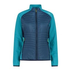Damska kurtka puchowa CMP. Niebieskie kurtki sportowe damskie CMP, s, bez wzorów, z puchu, bez ramiączek, bez kaptura, trekkingowe. Za 387.55 zł.