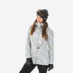 Kurtka snowboardowa damska Dreamscape SNB 100. Białe kurtki sportowe damskie DREAMSCAPE, na zimę, m, bez wzorów, z materiału, bez ramiączek, bez kaptura, narciarskie. Za 299.99 zł.