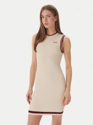 Guess Sukienka dzianinowa V6GK04 Z0648 Beżowy Regular Fit. Brązowe sukienki damskie Guess, xl, z aplikacjami, z dzianiny, bez kołnierzyka, bez ramiączek. Za 469.99 zł.