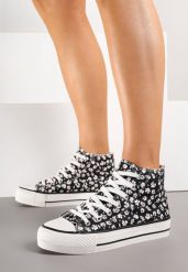 Czarne Casualowe Trampki za Kostkę w Kwiatowy Wzór Follarita. Czarne trampki i tenisówki damskie Born2be, bez wzorów, z jeansu, za kostkę, bez zapięcia. Za 44.99 zł.