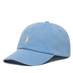 Czapka z daszkiem Polo Ralph Lauren. Niebieskie czapki damskie Polo Ralph Lauren, bez wzorów. Za 269.99 zł.