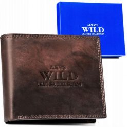 Portfel skórzany Always Wild AW-N7-MAL c. brązowy. Brązowe portfele męskie Always Wild, bez wzorów, ze skóry. Za 45.00 zł.