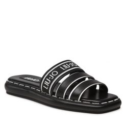 Klapki Liu Jo. Czarne klapki damskie Liu Jo, bez wzorów, bez obcasa, bez zapięcia. Za 499.99 zł.