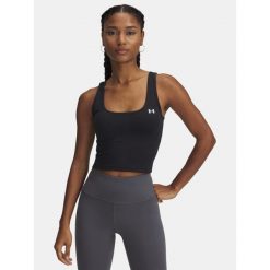 Koszulka treningowa damska Under Armour Motion Tank. Czarne bluzki damskie Under Armour, s, bez wzorów, sportowe, bez kołnierzyka, bez ramiączek. Za 140.45 zł.