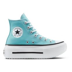 Buty sportowe damskie Converse Chuck Tlr As Lift Double Stack. Niebieskie obuwie sportowe damskie Converse, bez wzorów, bez zapięcia. W wyprzedaży za 490.00 zł.