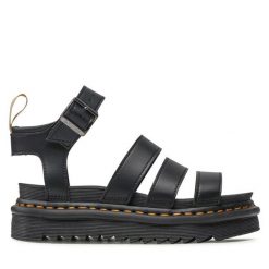 Sandały Dr. Martens. Czarne sandały damskie Dr. Martens, bez wzorów, bez obcasa, na płaskiej podeszwie, bez zapięcia. Za 524.99 zł.