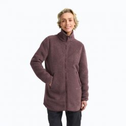 Bluza polarowa damska Jack Wolfskin High Curl Coat. Fioletowe bluzy damskie Jack Wolfskin, s, bez wzorów, z materiału, bez ramiączek, bez kaptura. Za 609.99 zł.