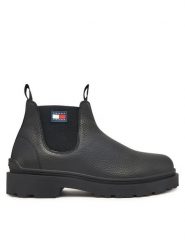 Tommy Jeans Sztyblety Tjm Chelsea Leather Wl EM0EM01670 Czarny. Czarne botki męskie Tommy Jeans, bez wzorów, z jeansu, bez obcasa, bez zapięcia. Za 599.99 zł.