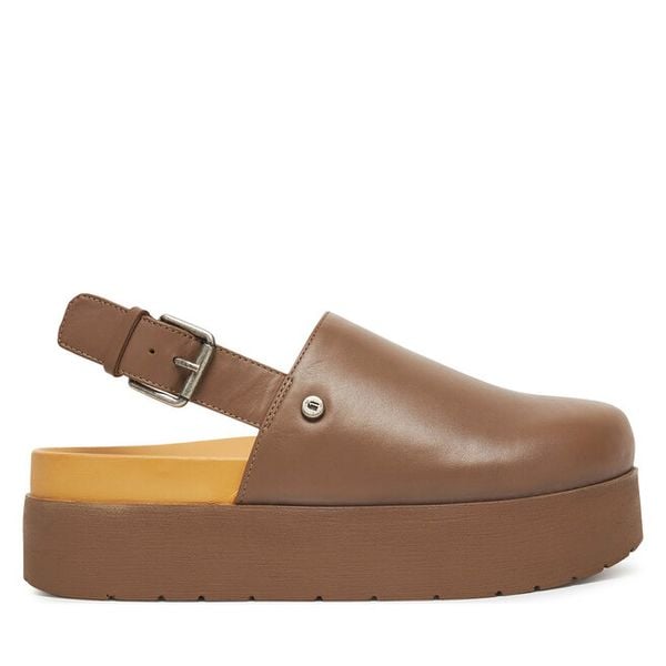 Sandały G-Star Raw. Brązowe sandały damskie G-Star Raw, bez wzorów, bez obcasa, na koturnie, bez zapięcia. Za 399.99 zł.