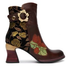 Botki Laura Vita. Brązowe botki damskie Laura Vita, bez wzorów, bez obcasa, na słupku, bez zapięcia. Za 689.99 zł.