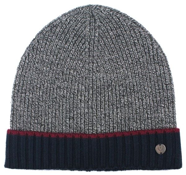 Ciepła, Wełnina Czapka (Beanie) - V. Fraas - Szary Melanż i Granat. Szare czapki męskie V. Fraas, na jesień, bez wzorów, z tkaniny. Za 55.00 zł.