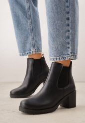 Czarne Klasyczne Botki Sztyblety VICES na Słupku Cezeira. Czarne botki damskie Born2be, bez wzorów, eleganckie, bez obcasa, na obcasie, bez zapięcia. Za 109.99 zł.