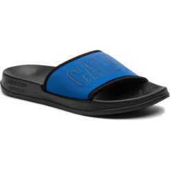 Klapki CALVIN KLEIN - Slide KW0KW00728 446. Niebieskie klapki damskie Calvin Klein, bez wzorów, z materiału, bez obcasa, bez zapięcia. W wyprzedaży za 99.00 zł.