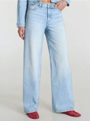 Jeansy wide leg low waist - niebieski. Niebieskie jeansy damskie Sinsay, bez wzorów, z jeansu. W wyprzedaży za 39.99 zł.