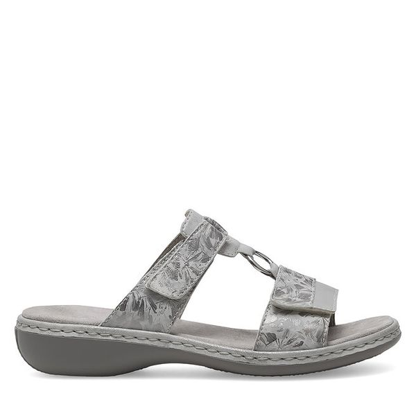 Klapki Rieker. Szare klapki damskie Rieker, bez wzorów, bez obcasa, bez zapięcia. Za 289.99 zł.